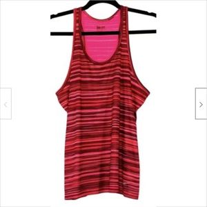 Nike Racerback Athletic Tank Top Lg Pink Striped